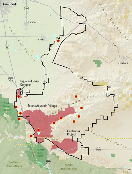 Map of Tejon Ranch